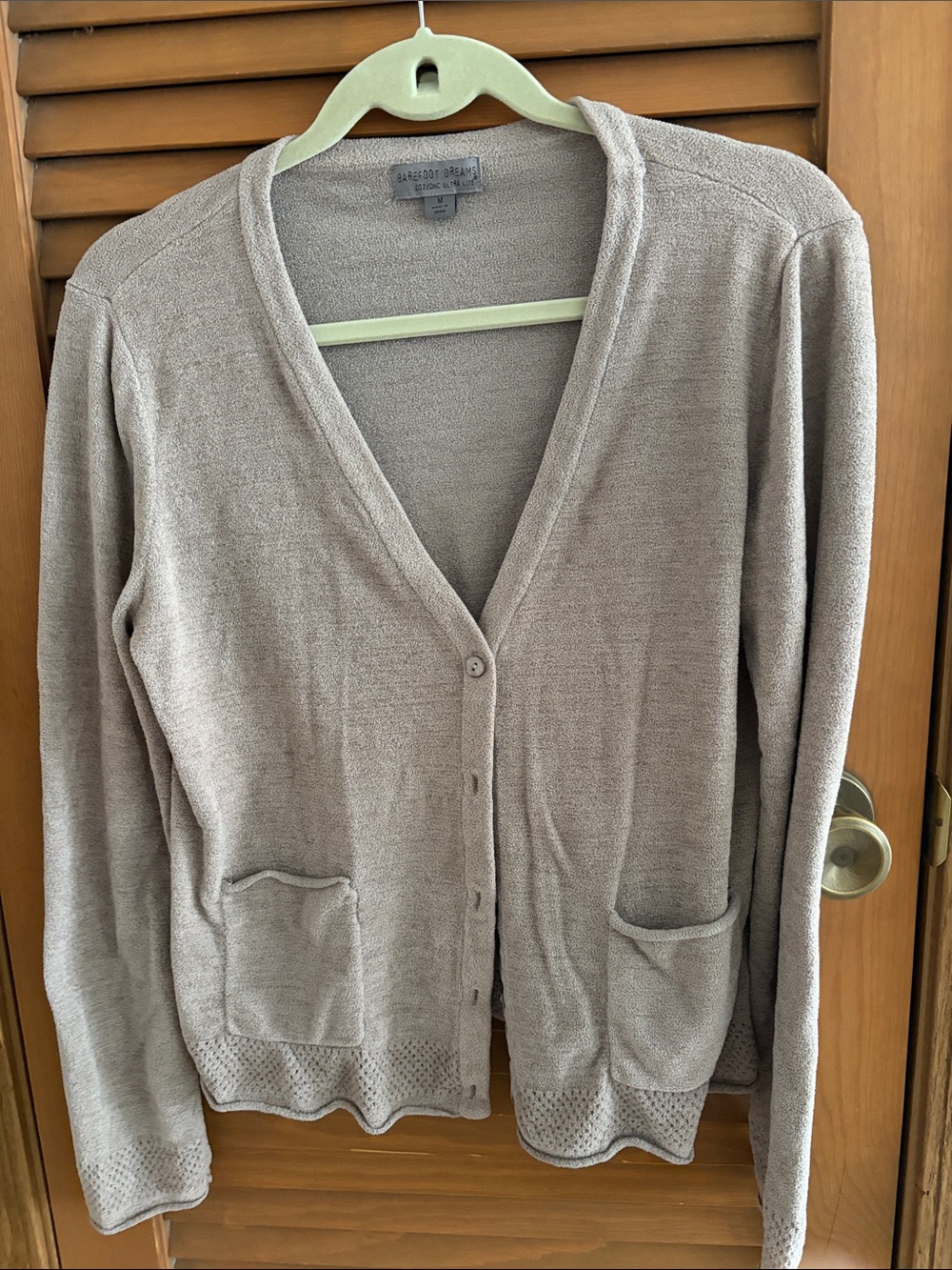 Barefoot Dreams Taupe Lightweight V-Neck Cardigan